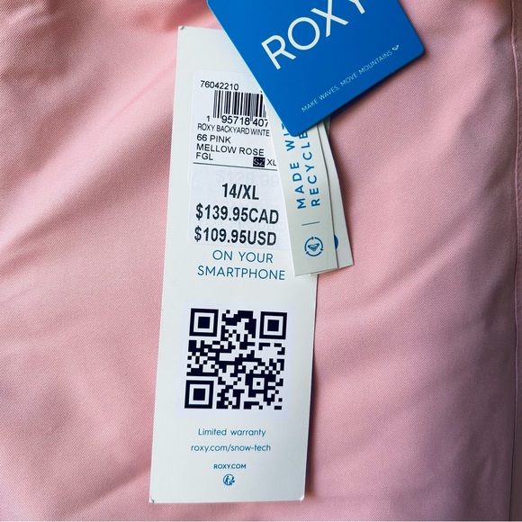 ROXY Pink Backyard Winter Snow Pant - Picture 8 of 14